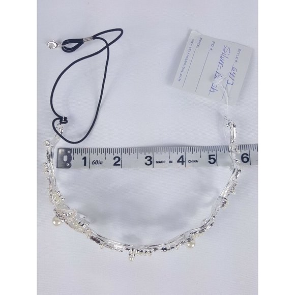 Bel-Aire Bridal Headpiece Rhinestone and Pearl Bandeau Style 6413 main image 10